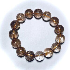 Vintage Chinese Smoky Hair Rock Crystal Bracelet / Rosary